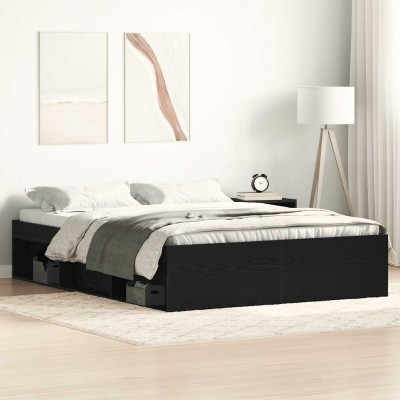 Estructura de cama sin colchón roble negro 135x190 cm