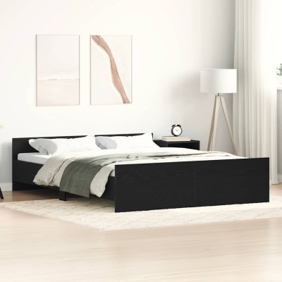 Estructura de cama sin colchón roble negro 160x200 cm