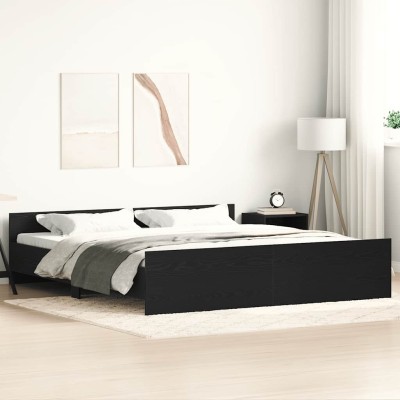 Estructura de cama sin colchón roble negro 180x200 cm madera de ingeniería