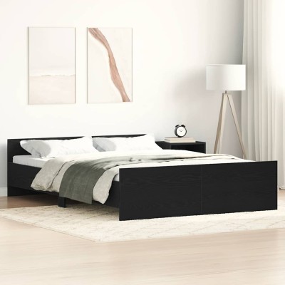 Estructura de cama sin colchón roble negro 140x190 cm
