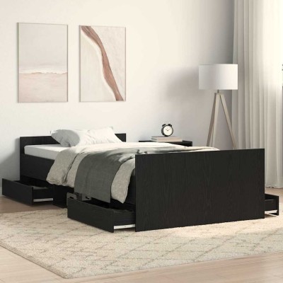 Estructura de cama con cabecera Roble negro 100 x 200 cm