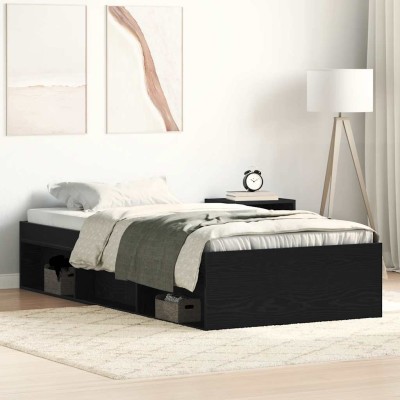 Estructura de cama sin colchón roble negro 90x200 cm