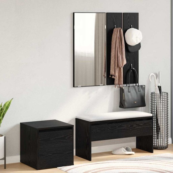Conjunto de muebles de recibidor con cajón 3 pcs Roble negro