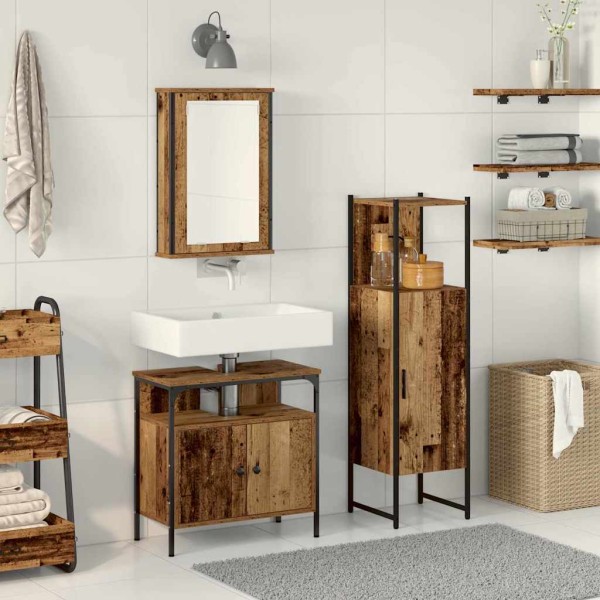 Juego de muebles de baño 3 pcs Marrón 33 x 33 x 120.5 cm