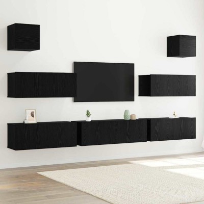 Conjunto de Gabinetes de TV 7 pcs Roble negro 100 x 30 x 30 cm