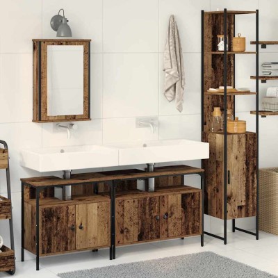 Juego de muebles de baño 4 pcs Madera vieja 33 x 33 x 185.5 cm