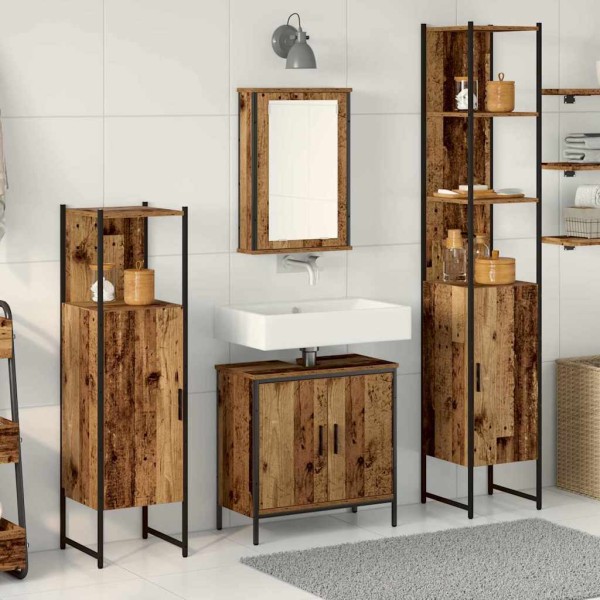 Juego de muebles de baño 4 pcs Marrón 33 x 33 x 185.5 cm