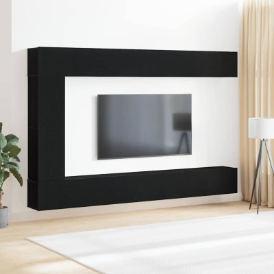 Conjunto de mueble de TV 9 pcs Roble negro 30.5 x 30 x 110 cm