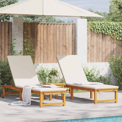 Tumbona 3 pcs Marrón 35 x 35 x 34cm Madera maciza de Acacia
