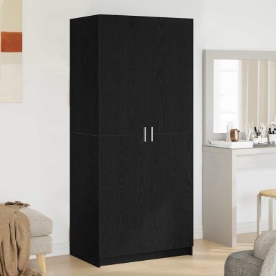 Armario con puerta Negro 80 x 51 x 180 cm Madera contrachapada