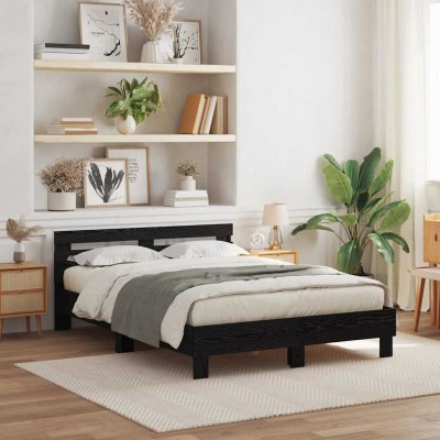 Estructura de cama con cabecera Roble negro 150 x 200 cm