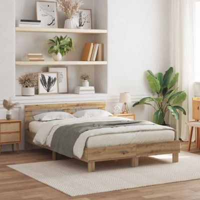 Estructura de cama con cabecera Roble artisan 140 x 190 cm