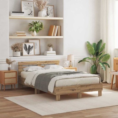 Estructura de cama con cabecera Roble artisan 120 x 190 cm