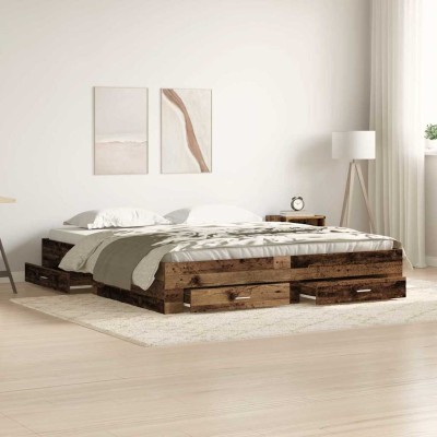 Estructura de cama con cajones Madera vieja 180 x 200 cm