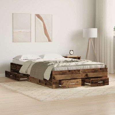 Estructura de cama con cajones Madera vieja 120 x 200 cm