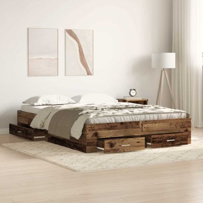 Estructura de cama con cajones Madera vieja 135 x 190 cm