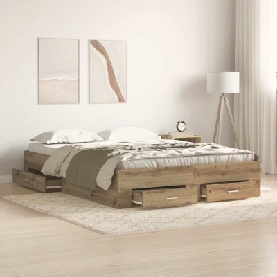 Estructura de cama con cajones Roble artisan 135 x 190 cm