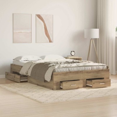Estructura de cama con cajones Roble artisan 120 x 190 cm