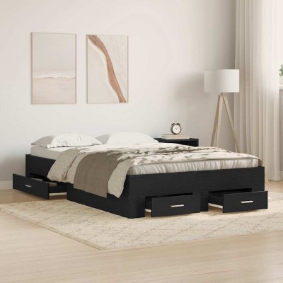 Estructura de cama con cajones Roble negro 120 x 190 cm