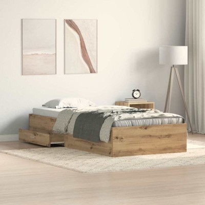 Estructura de cama con cajones Roble artisan 90 x 200 cm
