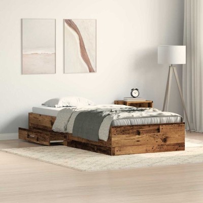 Estructura de cama con cajones Madera vieja 90 x 190 cm