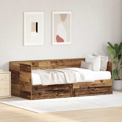 Marco de diván con cajones Madera vieja 75 x 190 cm