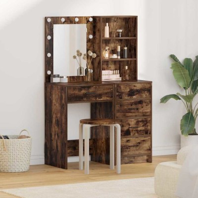 Mesa de tocador con cajón 2 pcs Marrón 50 x 41 x 135 cm