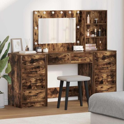 Mesa de tocador con cajón 3 pcs Marrón 40 x 41 x 135 cm