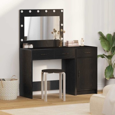 Mesa de tocador con cajón 2 pcs Negro 40 x 41 x 75 cm