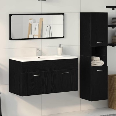 Juego de Muebles de Baño 3 pcs Roble Negro 60 x 38.5 x 46 cm