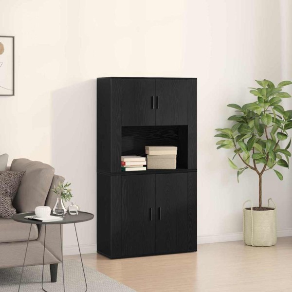 Aparador Roble negro 80 x 33 x 150 cm Madera contrachapada
