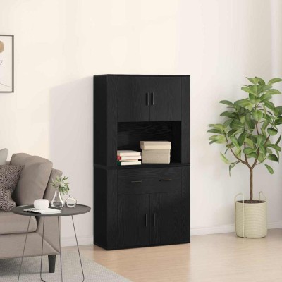 Highboard Roble negro 80 x 33 x 150 cm Madera contrachapada