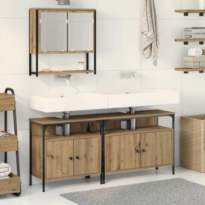 Juego de muebles de baño 3 pcs Marrón 80 x 30 x 60 cm