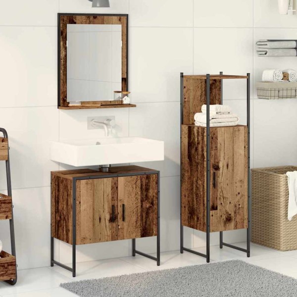 Juego de muebles de baño 3 pcs Marrón 33 x 33 x 102.5 cm