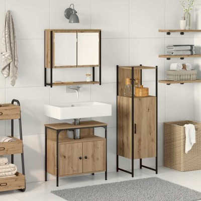 Juego de muebles de baño 3 pcs Marrón 33 x 33 x 120.5 cm