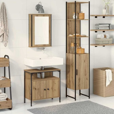 Juego de muebles de baño 3 pcs Roble artisan 33 x 33 x 185.5 cm