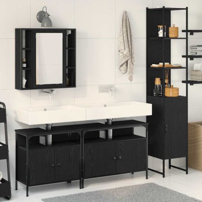 Juego de Gabinetes de Baño 4 pcs Roble negro 33 x 33 x 185.5 cm