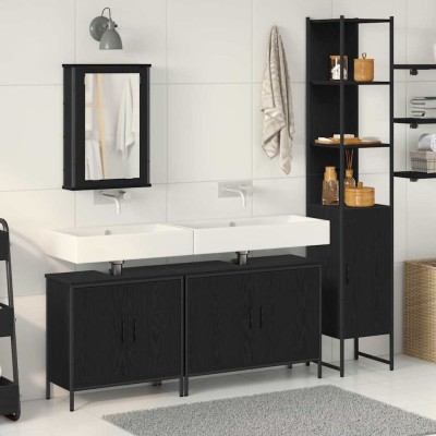 Juego de muebles de baño 4 pcs Negro 33 x 33 x 185.5 cm