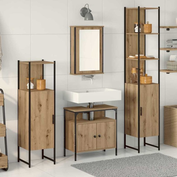 Juego de muebles de baño 4 pcs Roble artisan 33 x 33 x 185.5 cm