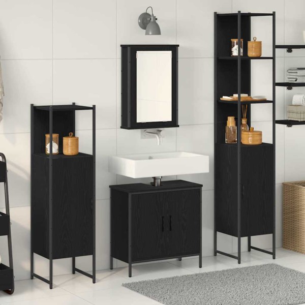Juego de muebles de baño 4 pcs Negro 33 x 33 x 185.5 cm