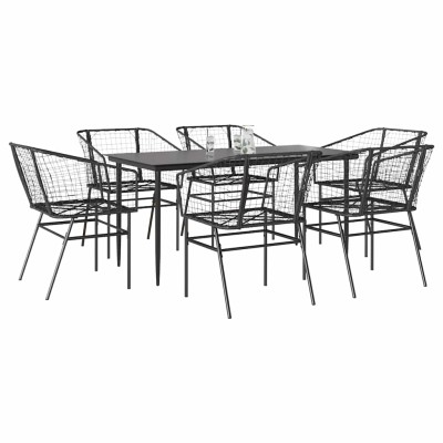 Juego de comedor jardín 7 piezas ratán sintético negro