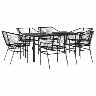 Juego de comedor jardín 7 piezas ratán sintético negro