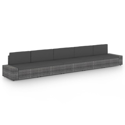 Juego muebles de jardín 5 pzas y cojines ratán sintético gris