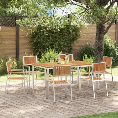 Conjunto de Comedor de Jardín 7 pcs madera maciza de acacia
