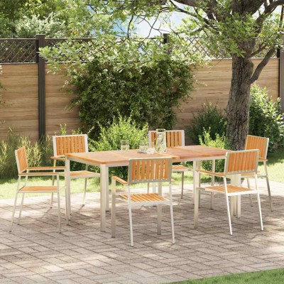 Conjunto de Comedor de Jardín 7 pcs Madera de teca maciza