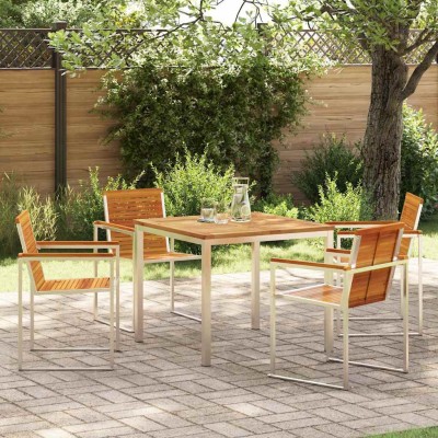 Conjunto de Comedor de Jardín 5 pcs Madera Sólida de Acacia