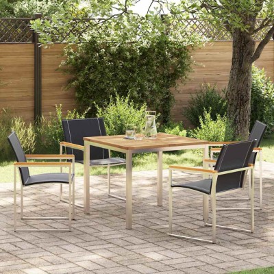 Conjunto de Comedor de Jardín 5 pcs Madera Sólida de Acacia