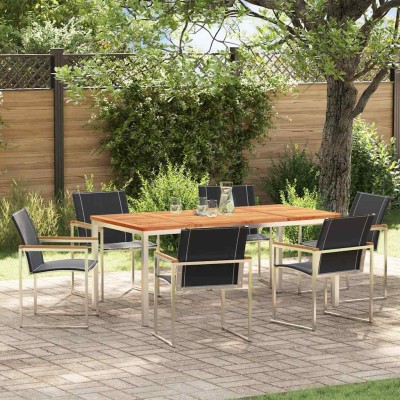Conjunto de Comedor de Jardín 7 pcs Madera Sólida de Acacia