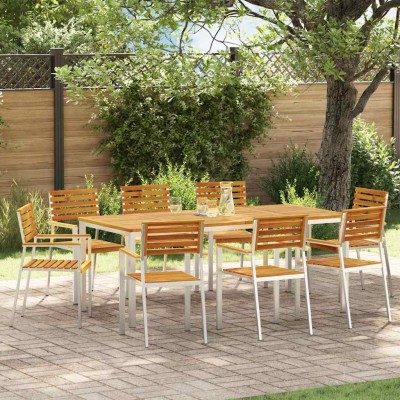 Silla de Jardín 8 pcs Marrón Madera maciza de Acacia