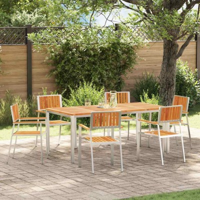 Silla de Jardín 6 pcs Marrón Madera maciza de Acacia